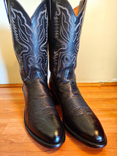 Lucchese 1883 Western Cowboy Boots Style N7131R4 Black Bullhide Men's 11.5 D VGC picture