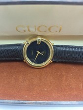 Vintage Gucci 33mm 3600 Quartz Watch Gold Plated Black Dial Swiss Made Working picture