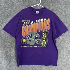 Vintage Washington Huskies Shirt Mens XL Purple NCAA Football Jerzees 1991 picture