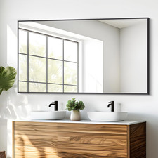 Modern Black Rectangle Wall Mirror, 30x50 Inch Metal Frame for Bathroom & Entryw picture