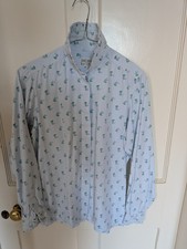 Vintage James Meade Cotton Striped Floral Ruffle Shirt Blouse Made in Britain picture