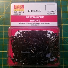 N MICRO TRAINS  003 10 024 Bettendorf Trucks w/long ext couplers 1002-10 10 pack picture
