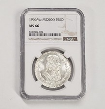 1966-Mo Mexico Silver Peso NGC MS66 Coin Beautiful Jose Morelos picture
