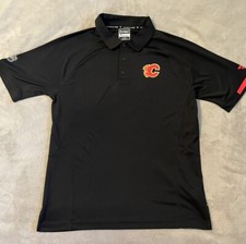 NWT Men's XL Fanatics Calgary Flames Black Vented Polo Shirt (R3) picture