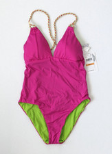 Becca Wrap Around Abigail One-Piece Swimsuit, Raspberry Kiwi, Women's Small picture
