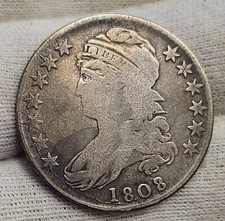 1808/7 Capped Bust Half Dollar 50. overdate 8 over 7 Circulated  picture