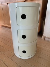 Vintage Kartell Componibili Classic 3 Tier White Anna Castelli Side Table picture
