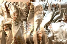 Vintage MCM 4 Panel Custom Pleated Curtains Orange Olive Botanical 72 X42” picture