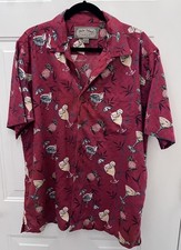 Palm Island Hawaiian Shirt Button Up Short Sleeves Tropical Drinks Vintage M picture
