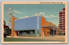 c1930 Union Bus Station Oklahoma City Oklahoma Linen Vintage Postcard Un-Posted picture