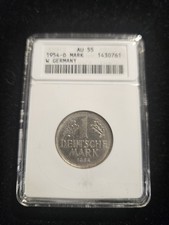 1954 D West Germany 1 Mark ANACS SOAPBOX AU55 picture