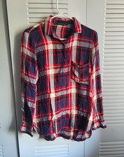 ZARA Trafaluc Plaid Long Sleeve Button-Up Shirt, Point Collar, Women's M picture