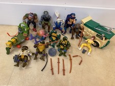 Vintage 1988 TMNT Playmates Action Figure Lot Weapons Accessories + Party Wagon picture