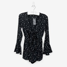 Nasty Gal You're Going Star Romper Size 4 Black Celestial Festival Indie Sleaze picture