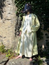 Antique VTG Edwardian Pistachio Green Linen Edwardian Motoring Car Duster Coat picture