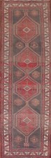 Vintage Tribal Geometric Gray Ardebil Runner Rug 3' 7