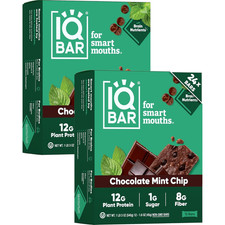 IQBAR Clean Protein Bars - Vegan, Low Sugar Snack, Chocolate Mint Chip, 24 Count picture