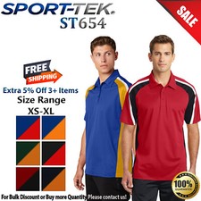 Sport-Tek ST654 Mens Short Sleeve Tricolor Micropique Sport Wick Polo Shirt picture