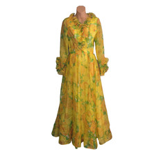 Coco California Vintage 50s 60s Yellow Floral Party Dress Beautiful picture