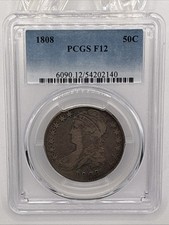 1808 Capped Bust Half Dollar – PCGS F12 – Early U.S. Type Coin 50c picture