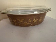 Vintage Pyrex Early American 2.5 Quart Oval Casserole Dish #045 with Lid picture