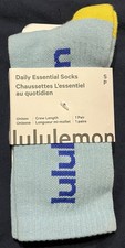 Lululemon Daily Essential Crew Socks Size Small Blue Yellow NWT picture