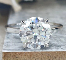 RARE 6.20 Ct Certified Treated Off White Diamond Solitaire Ring In 925 Silver. picture