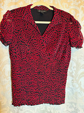 INC International Concepts Women’s M Black Red Polka Dot Sheer Chiffon Blouse picture