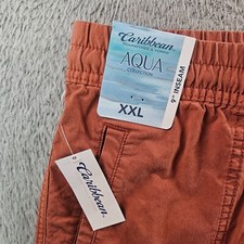 NWT Caribbean Roundtree & Yorke Shorts Men XXL Elastic Waist Dark Brick Orange picture