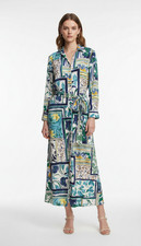 Chico's Printed Knit Maxi Shirtdress Long Sleeve Stretch Multicolor Size 2 US L picture