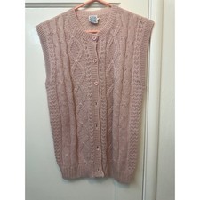 Career Guild Vintage Mohair Blend Cable Knit Sweater Vest Pink Small Sleeveless picture