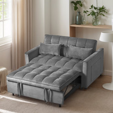 Convertible Sofa Bed 3-In-1 Sleeper Sofa Pull Out Futon Couch Loveseat Dark Gray picture
