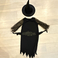 Black Witch Costume Dress/tunic Girls size 8, Hat Included picture
