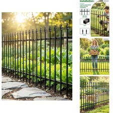 ARIFARO 5 Panel Metal Garden Fence 32