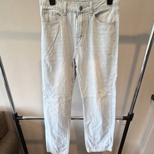 Women’s Straight Jeans Light Wash Blue Solid Denim 5-Pocket Pockets Size M picture