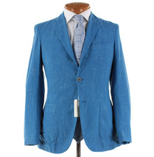 Belvest NWD Cotton / Linen / Silk Blend Sport Coat Size 46R (36R US) In Blue picture
