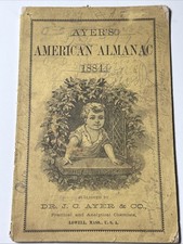 Antique 1884 AYERS American Almanac Quack Medicine Ads Vtg Lowell Mass w Doodles picture