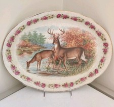 Antique RK Beck Signed Ceramic Large Platter Featuring Two Deer By Mellor & Co. picture