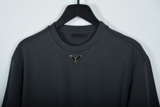 Men's Prada UJN861 Anthracite Gray T-Shirt Large Triangle Logo Short Sleeve picture