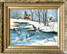 Listed Bolivian Artist Antonio Sotomayor Signed O/C “Seasonal Ducks” 1959 picture