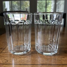 Luminarc 10 Panel Clear Working Glass Tumbler 21oz 5.5” Tall Set of 2 VTG France picture
