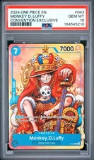 2024 ONE PIECE P-043 MONKEY D. LUFFY CONVENTION PROMO FOIL PSA 10 picture