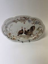 Potters Studio Scalloped Edges,  Gold Trim Turkey Platter Thanksgiving 16