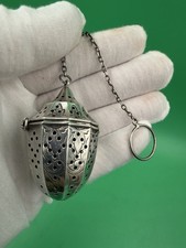 Antique Webster Co.Sterling Silver,Ornate Acorn Shaped Tea Strainer w/Hinged Lid picture