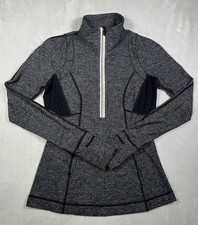 Lululemon Rulu Pace Setter Half Zip Pullover Jacket Heathered Black Size 6 picture