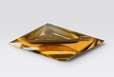 Vintage 1970s Amber Art Glass Ashtray Catchall Flavio Poli Style MCM Faceted picture