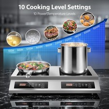 Zomagas 7000W Induction Cooktop 2 Zones 10 Level Power Adjustment 240V Hardwire picture