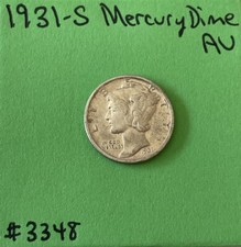 1931 S Mercury Dime AU About Uncirculated US Silver Coin 10c picture