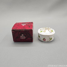 VTG Royal Albert Happy Birthday Round Box White Porcelain Floral Pattern w/ Lid picture