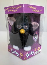 1998 Vintage Tiger Electronics Black Furby Pink Ears Brown Eyes Model 70-800 picture